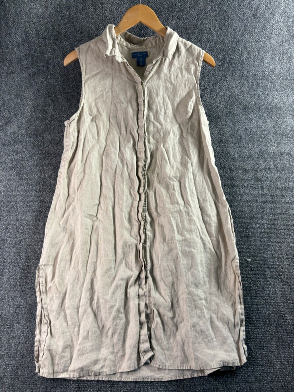 Eileen Fisher Sleeveless Midi Shirt Dress in Light Taupe